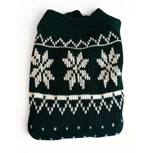 Vintage JCPenney Women Green Snowflake Ugly Christmas Sweater Size Large